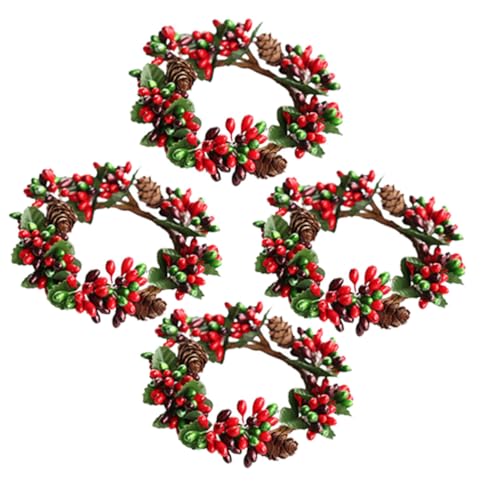 BESTYASH 4 Stück Teiliges DIY Kranz mit Handgefertigten Künstlichen Roten Beeren Dekorative Weihnachtskerzenhalter Deko für Tisch Fenster und Tür Wetterfeste Girlande für Festliche und BESTYASH 4 Stück Teiliges DIY Kranz mit Handgefertigten Künstlichen Roten Beeren Dekorative Weihnachtskerzenhalter Deko für Tisch Fenster und Tür Wetterfeste Girlande für Festliche und von BESTYASH