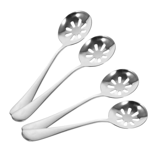 BESTYASH 4 Stück Teiliges Edelstahl Gelochte Servierlöffel Ergonomisch Langlebig Küchenutensilien für Gemüse Fleisch Salate Geeignet Haushalt Restaurant von BESTYASH