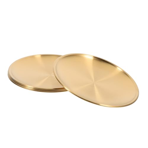 BESTYASH 4 Stück Teiliges Set Dinner Plates Rund Goldfarben Vielseitige Servierplatten für Salat Pasta Snacks Grill und Camping Robustes Metallgeschirr für Zuhause und Outdoor von BESTYASH