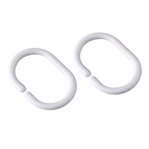 BESTYASH 48 Stück Teiliges Weiße C Ringe Duschvorhanghaken aus Leichtem Kunststoff Oval Geformt für Geräuschloses Gleiten Robust Flexibel Geeignet für Badewanne und Badezimmer von BESTYASH