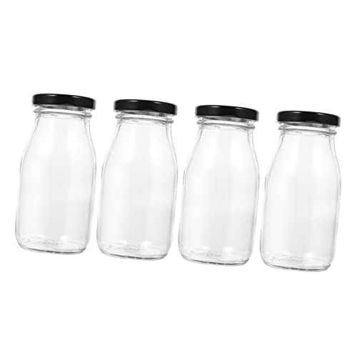 BESTYASH 4stücke Glasflaschen Mit Deckel Für Kühlschrank Milchbehälter Milchkännchen Glasmilchflaschen Transparente Flaschen von BESTYASH