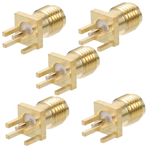 BESTYASH 5 Stück Sma Koaxialadapter Pcb Edge Mount Lötadapter für Weibliche Sma Buchse Vielseitig Einsetzbar Kommunikation und Rundfunk Hohe Stabile Verbindung Benutzerfreundliche von BESTYASH
