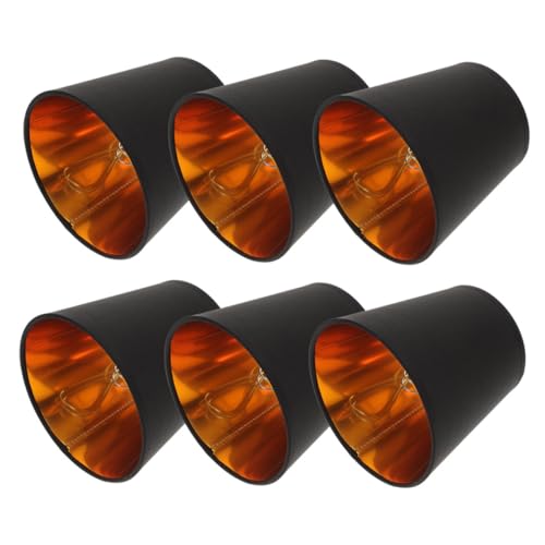 BESTYASH 6 Stück Metall Lampenschirme Schwarz Gold Innen Fassform Vintage Kronleuchter Pendelleuchte Tischlampe Ersatz für Wohnzimmer Schlafzimmer Modern Minimalistisch von BESTYASH