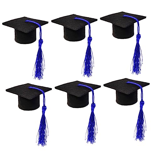BESTYASH 6 Stück Mini-Arztmütze Gold Fiesta Grad Kappe Stichworte Party Abschlussfeier liefert Weinflaschenabdeckung Topper für Getränkeflaschen Flaschendeckel Vlies Black von BESTYASH