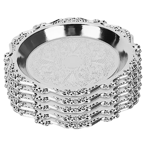 BESTYASH 6 Stück Mini -snacks Serviertabletts Für Partys Obstteller Serviergeschirr Für Obst Snack-tabletts Dekoratives Obsttablett Vintage -servierplatte Ups Silver Metall von BESTYASH