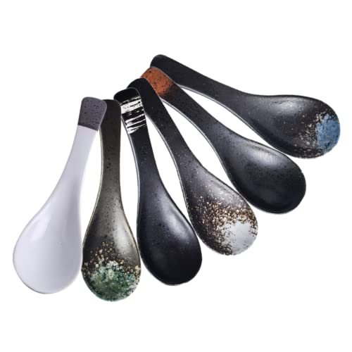 BESTYASH 6 Stück Teiliges Japanische Keramik suppenlöffel mit Kurzem Stil Hitzebeständig Leicht Retro farben für Suppe Brei und Asiatische Gerichte BESTYASH 6 Stück Teiliges Japanische Keramik suppenlöffel mit Kurzem Stil Hitzebeständig Leicht Retro farben für Suppe Brei und Asiatische Gerichte von BESTYASH