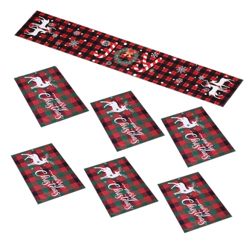 BESTYASH 7 STK. Weihnachtlicher Tischläufer Teiliges Platzset aus Polyester Rutschfestes Design Farbenfrohe Weihnachtsdeko für Esstisch und Festliche Winterfeiern BESTYASH 7 STK. Weihnachtlicher Tischläufer Teiliges Platzset aus Polyester Rutschfestes Design Farbenfrohe Weihnachtsdeko für Esstisch und Festliche Winterfeiern von BESTYASH