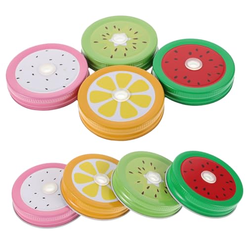 BESTYASH 8 Stück Teiliges Schraubdeckel mit Strohloch Auslaufsichere Verzinkte Jar Lids mit Bunten Obstmotiven Retro Design Passend für Standard Mund Einmachgläser Vielseitig für Zuhause von BESTYASH