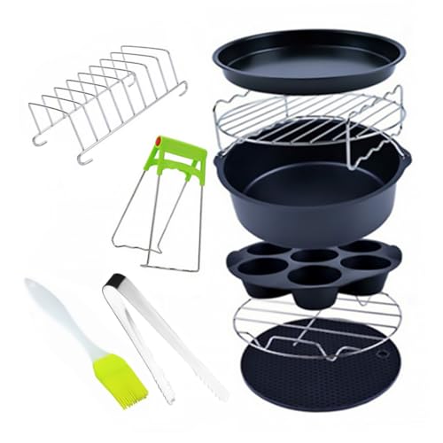 BESTYASH 9 Stück Teiliges Airfryer Zubehörset Barbecue Grillrost Pizza Backform Vielseitiges Kochgeschirr Geeignet für Heißluftfritteusen Zubehör für Gesundes Frittieren Zufällige Farbe BESTYASH 9 Stück Teiliges Airfryer Zubehörset Barbecue Grillrost Pizza Backform Vielseitiges Kochgeschirr Geeignet für Heißluftfritteusen Zubehör für Gesundes Frittieren Zufällige Farbe von BESTYASH