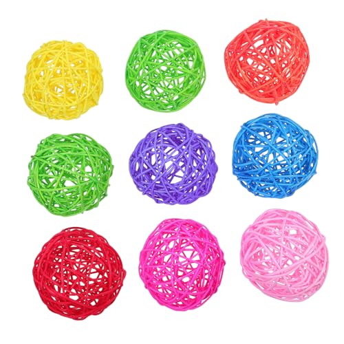 BESTYASH 9 Stück Teiliges Bunte Rattanbälle Dekorative Gartenkugeln Außen Vielseitige Hängedeko für Hochzeit Party Fenster und Wohnräume Langlebig Sichere Naturmaterialien Zufällige Farbe von BESTYASH