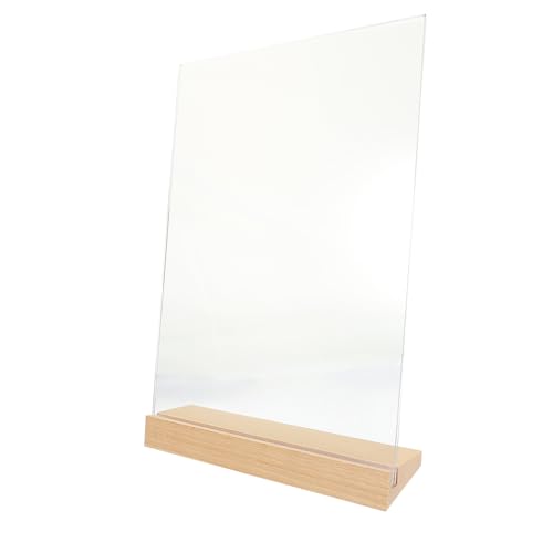 BESTYASH Acryl Tischaufsteller mit Buchenholzfuß Din Doppelseitiger Werbeaufsteller Langlebiger Transparent Sign Holder für Restaurant Hotel Hochzeit und Veranstaltung von BESTYASH