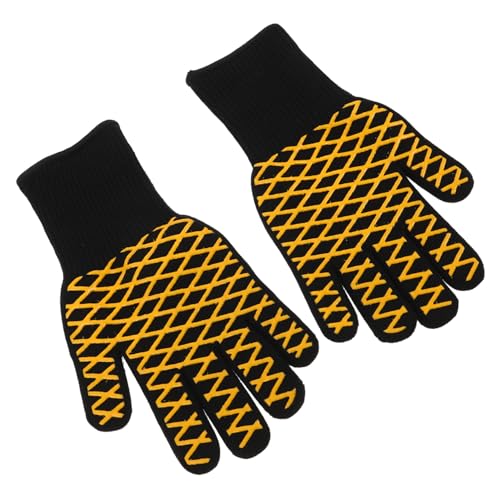 BESTYASH Bbq Grillhandschuhe Hitzebeständig und Feuerfeste Rutschfeste Silikon-ofenhandschuhe mit Fingern Anti-scalding für Grillen Backen Kamin Camping BESTYASH Bbq Grillhandschuhe Hitzebeständig und Feuerfeste Rutschfeste Silikon-ofenhandschuhe mit Fingern Anti-scalding für Grillen Backen Kamin Camping von BESTYASH
