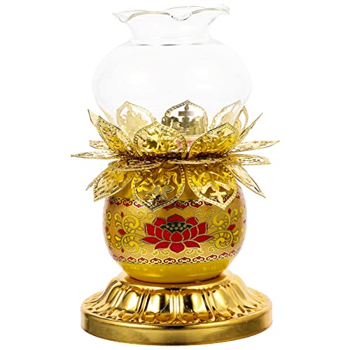 BESTYASH Buddhistischer Kerzenständer mit Lampenschirm Eleganter Teelichthalter für Anbetung und Meditation Dekorativer Tischornament für Zuhause und Zen Garten von BESTYASH