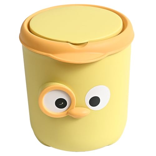 BESTYASH Desktop Mülleimer mit Deckel Lustiger Gelber Abfalleimer für Schreibtisch und Küche Mini Abfallbehälter für Büro und Zuhause und Rutschfest für Täglichen Gebrauch von BESTYASH