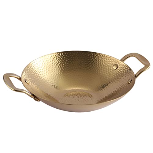 BESTYASH Edelstahl Kochtopf mit Doppeltem Griff Goldfarbener Haushaltstopf Langlebig und Leicht zu Reinigen Geeignet für Outdoor Kochen Wok für Herd Vielseitiger Kochgeschirr für Küche und von BESTYASH
