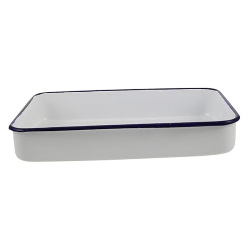 BESTYASH Emaillierte Backform Rechteckig Vielseitige Auflaufform für Ofen Hitzebeständig Retro Design für Lasagne und Servieren von BESTYASH