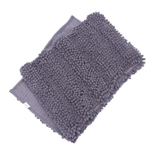 BESTYASH Extra Dicker Chenille Badematte rutschfest Waschbar Dunkelgrau Flauschiger Badvorleger für Badezimmer Küche Wohnzimmer von BESTYASH