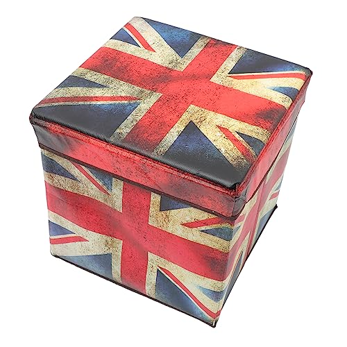 BESTYASH Faltbarer Aufbewahrungs Hocker mit Britischer Flagge Leichter Kompakter Sitzwürfel Vielseitig für Kinderzimmer Schlafzimmer Camping und Robust und Tragbar Praktische von BESTYASH