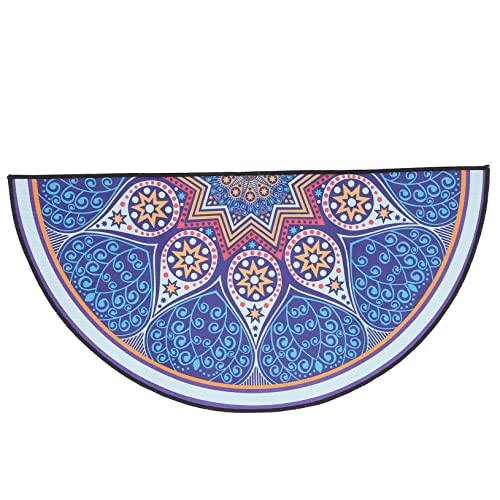 BESTYASH Halbrunde Badematte im Böhmischen Stil rutschfest Polyester Wasserfest Bodenteppich für Eingangsbereich Wohnzimmer Schlafzimmer von BESTYASH