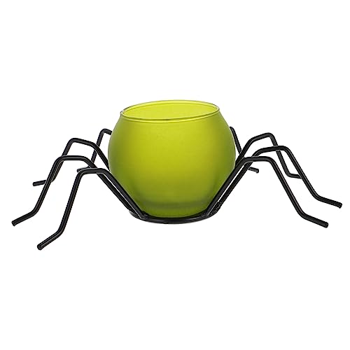 BESTYASH Halloween Kerzenhalter Spinnen Design aus Stabilem Kleiner Grüner Teelicht und Dinner Kerzenständer für Halloween Party Tischdeko Robustes Langlebig und Dekorativ von BESTYASH