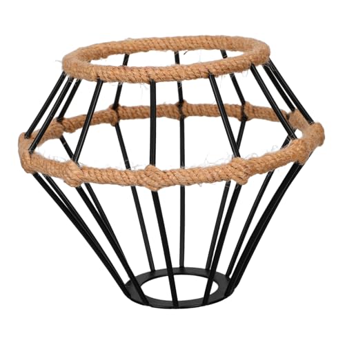 BESTYASH Handgefertigter Boho Lampenschirm aus geflochtenem Stoff mit Geflochtenem Seil Rustikaler Metallkäfig-lampenschirm Fassung Dekorativer Vintage-lichtschutz für Wohn Esszimmer von BESTYASH