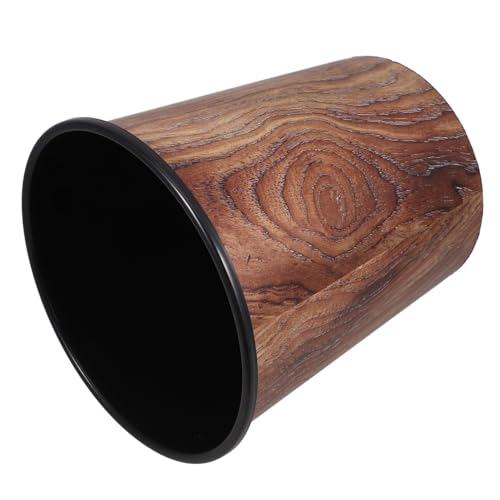 BESTYASH Holzmaserung Mülleimer Vintage Abfalleimer ohne Druckring für Küche Wohnzimmer und Badezimmer Robuster Papierkorb mit Ausreichender Kapazität und Elegantem Design von BESTYASH