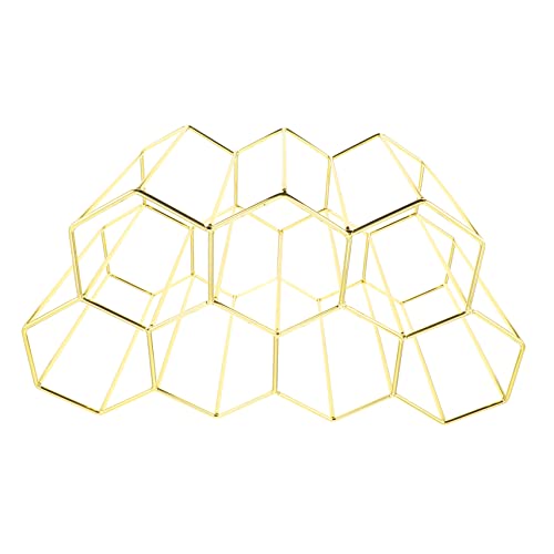 BESTYASH Honeycomb Weinregal Schwarz Flaschenständer aus Metall Freistehendes 7 Löcher Weinregal Stapelbar für Wohnzimmer und Bar von BESTYASH