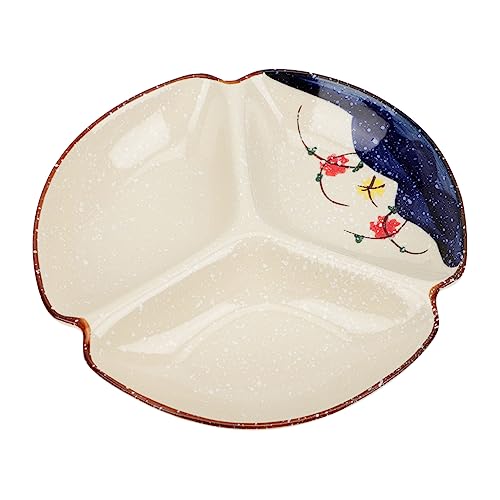 BESTYASH Japanischer Keramik Teller mit Fächern Dessert und Snackplatte Glatte Oberfläche Verarbeitung für Portionierung und Frische Speisen im Haushalt und Hotelgebrauch von BESTYASH