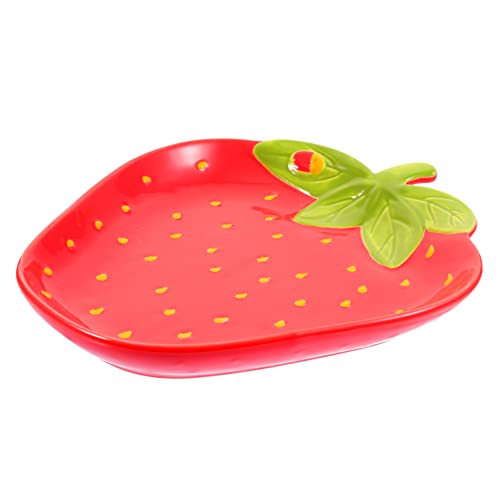 BESTYASH Keramik Obstschale Erdbeer Design Spülmaschinengeeignet Mikrowellenfest Küchen Schüssel für Salat Snacks Servierplatte von BESTYASH