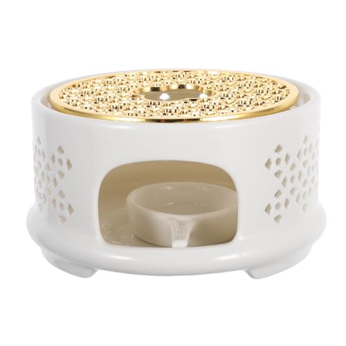 BESTYASH Keramik Teekannenwärmer mit Kerzenhalter und Edelstahlsockel Stabiles Modernes Teestövchen für Glas Keramikteekannen für Teezeremonie und Warmhalten von Kaffee Milch und Speisen von BESTYASH