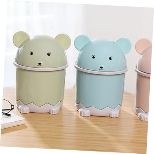 BESTYASH Kleiner Cartoon Desktop Abfalleimer mit Deckel Mini Müllbehälter für Küche Wohnzimmer Badezimmer Platzsparend und Leicht zu Reinigen für Tisch und Schreibtisch Vielseitig von BESTYASH