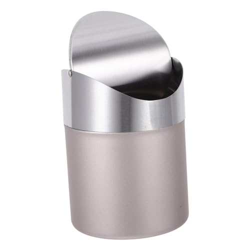 BESTYASH Kleiner Edelstahl Tischmülleimer mit Deckel Praktischer Mini Abfalleimer für Büro Bad Schreibtisch Leichter Tragbarer Papierkorb für Vielseitige Müllentsorgung von BESTYASH