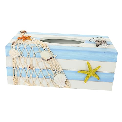 BESTYASH Mediterrane Holz Serviettenbox mit Seestern Design Eleganter Tissue Box Halter für Büro Wohnzimmer Hotel Robustes Material Vielseitiger Papierspender für Schreibtisch und von BESTYASH