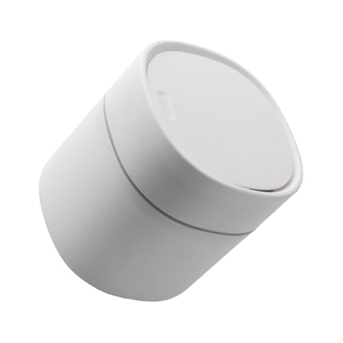 BESTYASH Mini Tischmülleimer mit Deckel Kleiner Tragbarer Desktop Abfalleimer Leichter Papierkorb für Büro und Zuhause Weißer Kompakter Müllbehälter zur Schreibtischorganisation von BESTYASH