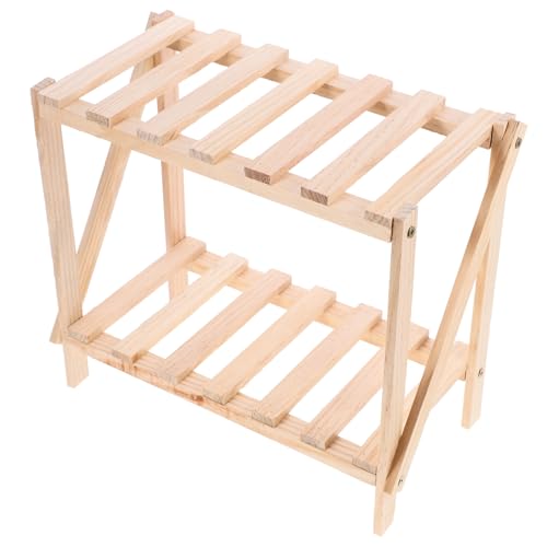 BESTYASH Pflanzenständer Blumenregal aus Holz Platzsparendes Blumentopf Regal für Wohnzimmer Büro Balkon Stabiler Bonsai Halter für Kleine Pflanzen und Dekoration von BESTYASH