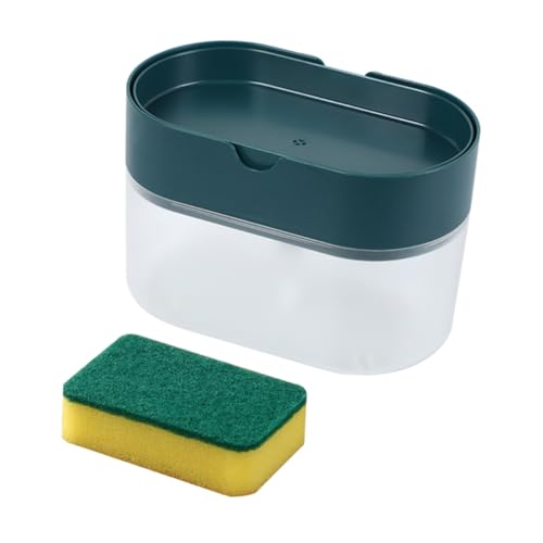BESTYASH Praktischer Manueller Seifenspender mit Push mechanismus und Schwammbürste Wiederverwendbarer Flüssigspender aus Bruchsicherem Abs Kompakt für Küche und Geschirrspülen von BESTYASH
