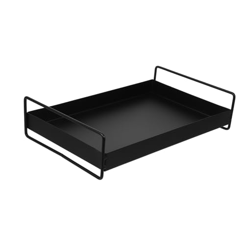 BESTYASH Rechteckiges Serviertablett aus Metall mit Seitengriffen Dekorativer Tischorganizer für Snacks Früchte und Desserts für Kaffeetisch Schwarz BESTYASH Rechteckiges Serviertablett aus Metall mit Seitengriffen Dekorativer Tischorganizer für Snacks Früchte und Desserts für Kaffeetisch Schwarz von BESTYASH