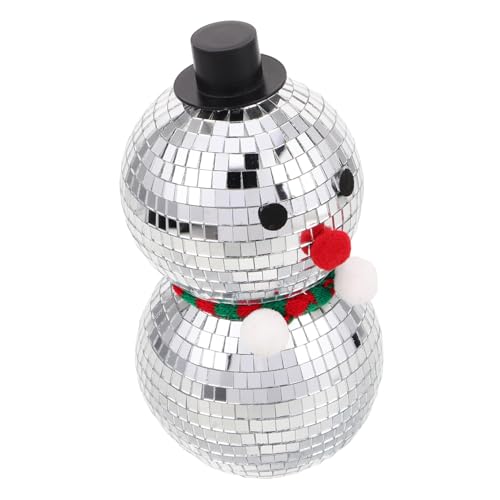 BESTYASH Reflektierender Disco-schneemann aus Glas und Schaum Silberne Weihnachtsdekoration für Kamin Tisch und Party Winterliche Spiegelkugel-figurine für Festliche Vielseitige von BESTYASH