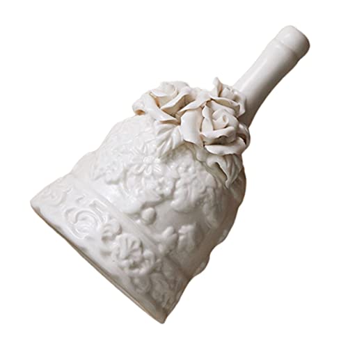 BESTYASH Retro Keramik Handglocke mit Floraler Verzierung Lauter Praktische Restaurant Service Glocke Dekoratives Desktop Ornament Geeignet für Hotels Büros Bars und Empfangsbereiche von BESTYASH