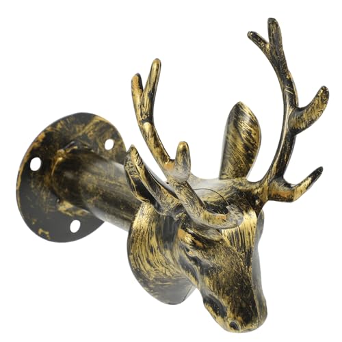 BESTYASH Retro Wandhaken Hirschkopf aus Dekorativer Garderobenhaken mit Gerade Stab Platzsparend und Robust für Schlafzimmer Flur und Wohnzimmer Goldbronze Farbener Hirschkopf Wandhaken von BESTYASH