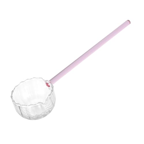 BESTYASH Robuster Glaslöffel mit Langem Griff und Ausguss Vielseitig Einsetzbar zum Rühren Eiscreme Joghurtportionieren für Desserts Suppen und Getränke Hitzebeständig Rosa von BESTYASH