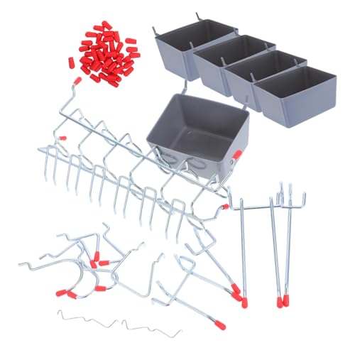 BESTYASH Robuster Pegboard Haken mit Langem Doppel Einzelhaken Metall Werkzeughalter Kunststoff Aufbewahrungsbox für Flexible Garage Wandorganisation Werkzeugfreundlich Werkzeuglos von BESTYASH