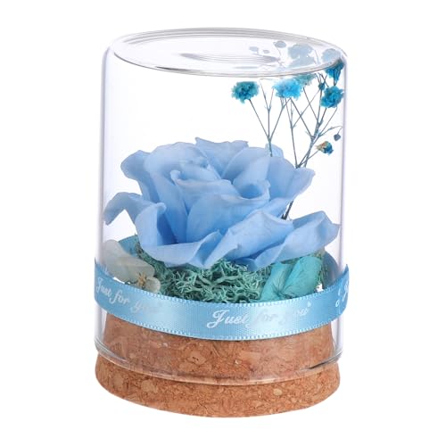 BESTYASH Romantische Ewige Glasglocke mit Solidem Holzsockel Langlebige Konservierte Blume für Valentinstag Dekorative Glasabdeckung Umweltfreundlich und Kunstvoll Gestaltet von BESTYASH