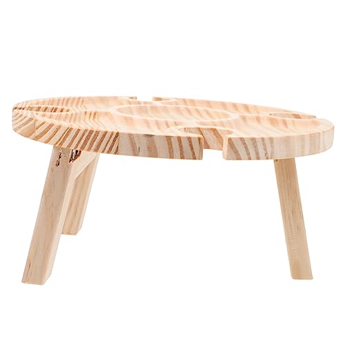 BESTYASH Tragbarer Runder Holz picknicktisch Robust für Outdoor Snacks Lagerung Kompakt Faltbarer Campingtisch für Park Strand Festival von BESTYASH