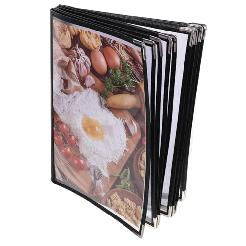 BESTYASH Transparentes PVC Menübuch Seiten mit Weißen Ecken Platzsparender Vielseitiger Restaurant Menühalter Eleganter Moderner Speisekarten Ordner mit Verschleißfesten Ecken von BESTYASH