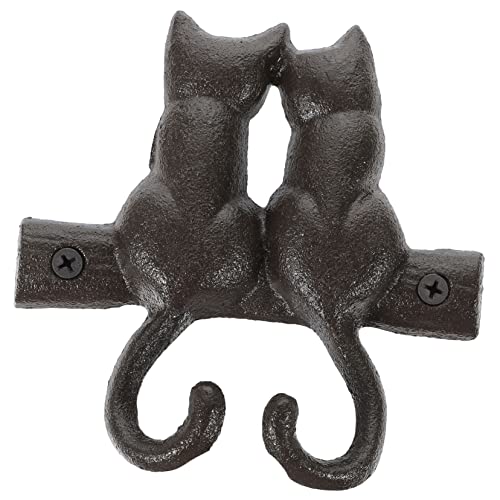 BESTYASH Vintage Katzenform Garderobenhaken aus Gusseisen Schwarzer Wandmontage Kleiderhaken Stilvoller Stabiler Mantel und Hut Haken für Flur und Zuhause von BESTYASH