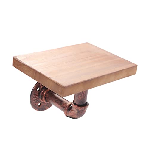 BESTYASH Vintage Wrought Iron Holzregal Wanddekorationsrahmen Retro Hängeregal mit Zufälliger Holzfarbe und Maserung für Bücher Dekoration und Aufbewahrung von BESTYASH