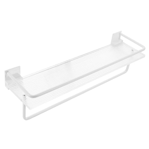 BESTYASH Wandmontierter Badablage Mit Hoher Transparenz Praktisches Selbstklebendes Ablagesystem Für Handtücher Und Duschzubehör Bohrfreie Installation Mit Halterung von BESTYASH