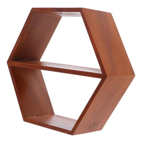 BESTYASH Wandregal aus Holz Sechseckig Klein mit Ablagebrett Wandmontierter Aufbewahrungskorb für Wohnzimmer und Schlafzimmer Dekoratives Platzsparendes Wandpaneel für Kreative von BESTYASH