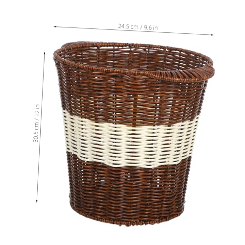 BESTYASH Woven Trash Basket Imitation Rattan Office Waste Bin Breathable Design Plastic Trash Can For Reception Desks Conference Rooms Low Maintenance von BESTYASH